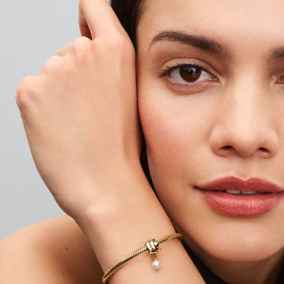 Pandora Treated Freshwater Cultured Pearl Ribbon Charm - Picture 6 of 6